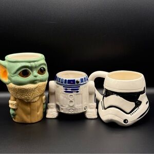 Star Wars Mandalorian Baby Yoda Storm Trooper And R2D2 Mugs Preowned Set Of 3